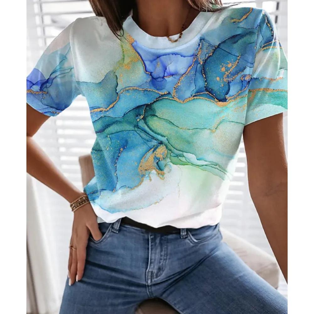 New Flower Petal Pattern T-Shirts Floral 3D Print Women's Short Sleeve Round Neck T Shirt Tees Harajuku Y2K Tops Female Clothing