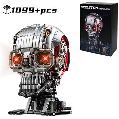 Mechanisches Totenkopf Bauklötze Set Robotischer Totenkopf Modell mit Kraftmotor DIY Tischdeko Bausatz Weihnachten Geburtstagsgeschenke