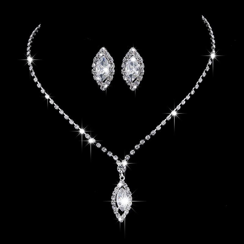 Meier Bridal wedding accessories: european and american fashion elegant zircon earring set jewelry