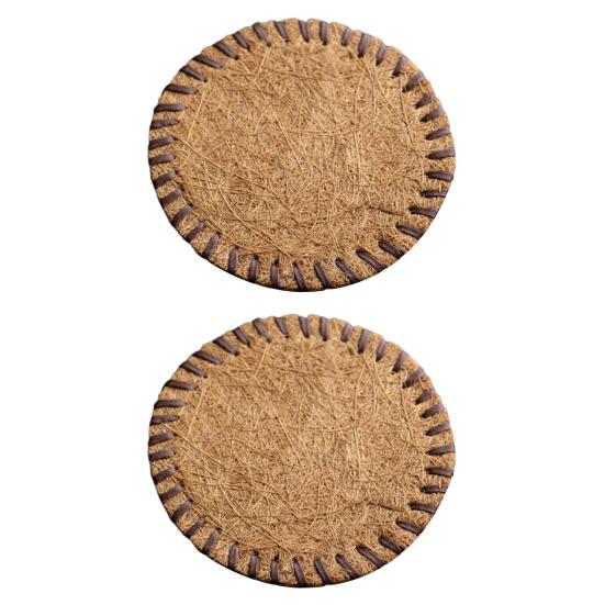 2 Stück Untersetzer, handgefertigt, Kokosnussbraun, Teematte, hitzebeständig, rutschfest, wiederverwendbarer Untersetzer für Teekanne und Tassen