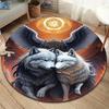 Handsome Wolves Round Area Rug,Carpet Rug for Living Room Bedroom Sofa Playroom Decor,Non-slip Floor Mat