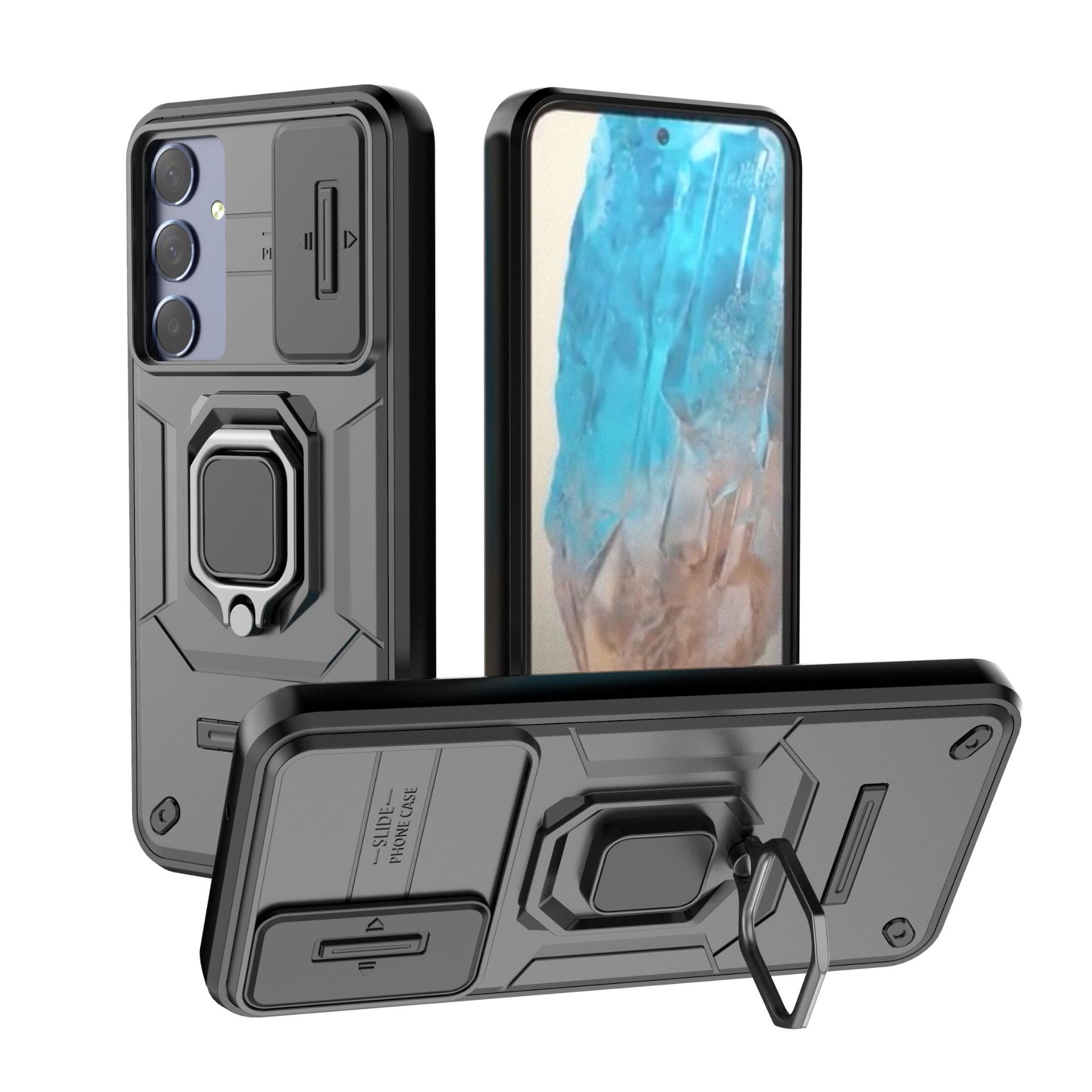 

Samsung Galaxy M15 Phone Case,Military-Grade Magnetic Kickstand Phone Case Cover for Samsung Galaxy M15 чёрный