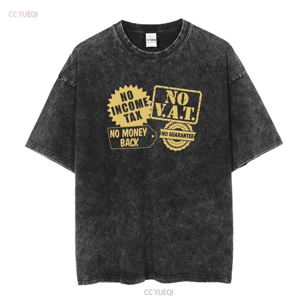 Keine Einkommensteuer Mehrwertsteuer T-Shirt Nur Narren und Pferde Del Boy Rodney Lustiger Witz Vintage Gewaschenes Oberteil für den Alltag Mode homme