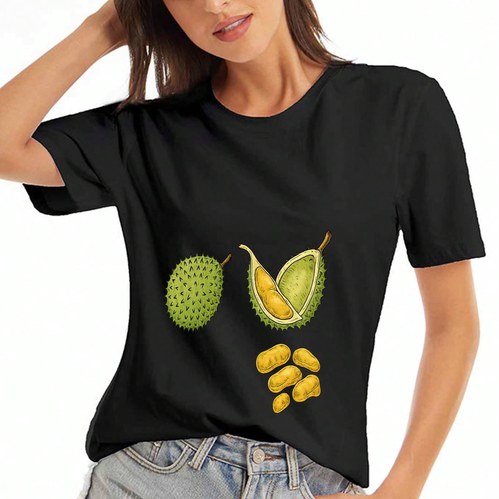 Durian Fruit unisex Cotton T Shirt, Premium Cotton Graphic, Durable And LongLasting, Casual And Fashionable. Exotic Fruit Illustration, Tropical Duria S разноцветный