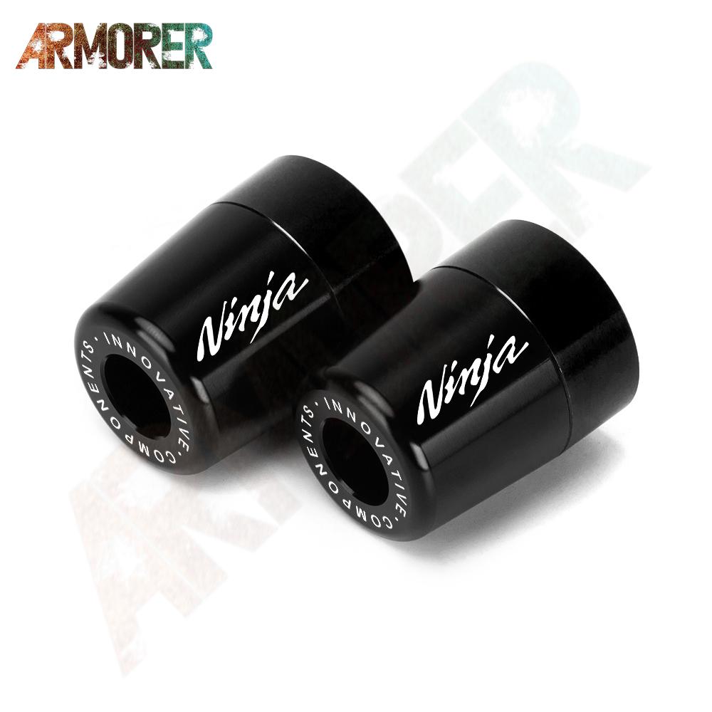 

Для Kawasaki Ninja 250 300 400 650 1000 1000SX ninja 650 мотоциклетные ручки с ЧПУ, ручки, заглушка на конце стержня Ninja LOGO Black