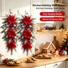2Pcs 23.6inch Outdoor Artificial Christmas Poinsettia Vine With Artificial Pine Branches, Red Berries, And Pine Cones For Decoration. Suitable For