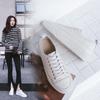 Genuine Leather Shoes Spring Autumn Cow Leather Flat Bottom Loafers White Shoes Ladie Sneakers Vulcanized Shoes