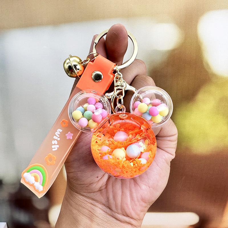 Cartoon Mickey Head Candy Quicksand Keychain Women'S Exquisite Cute School Bag Pendant Couple Bag Keychain