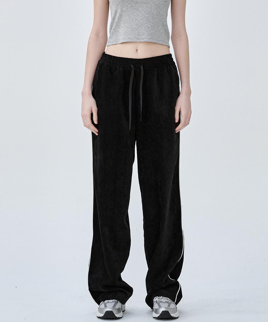 MALOUPE 2170 Velvet Elastic Waist Pants (Black)