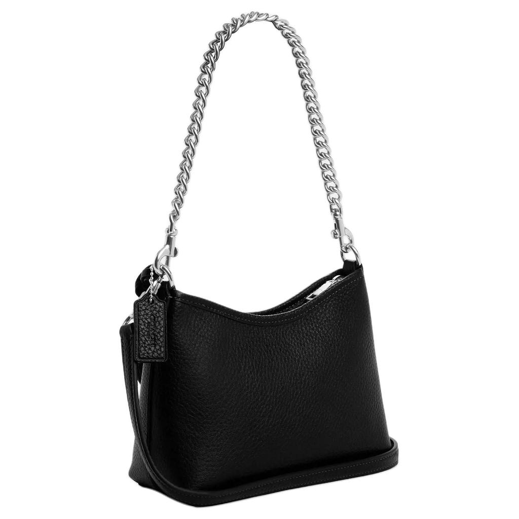 Coach Laurel 19 Metallic Logo Mirror Design Pebble Leather Crossbody Handbag Small Women Handbags Black CBI06-SVS3B