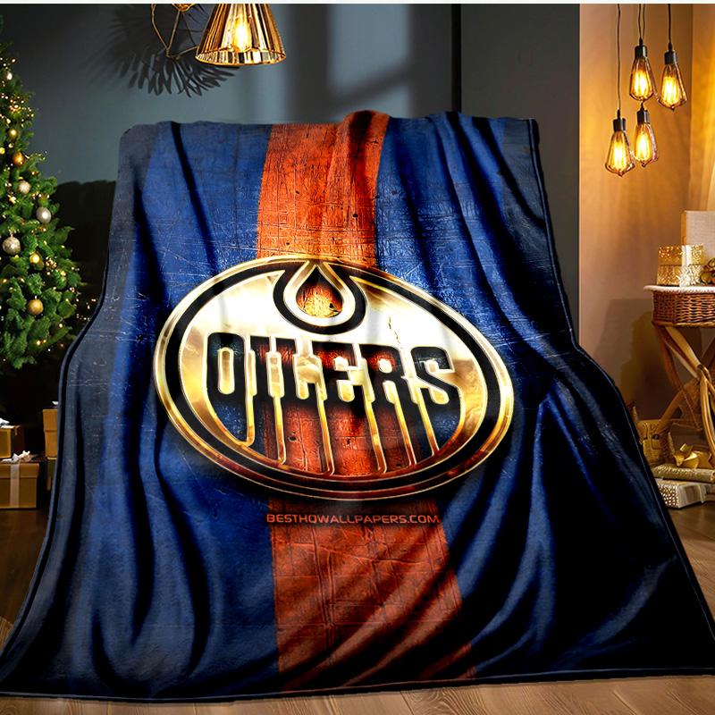 Energetic Oilers Team Spirit Blanket Flannel Throw for Sofa, Indoor, Camping, Living Room, Office, Chair, And Bed Soft Birthday Gift