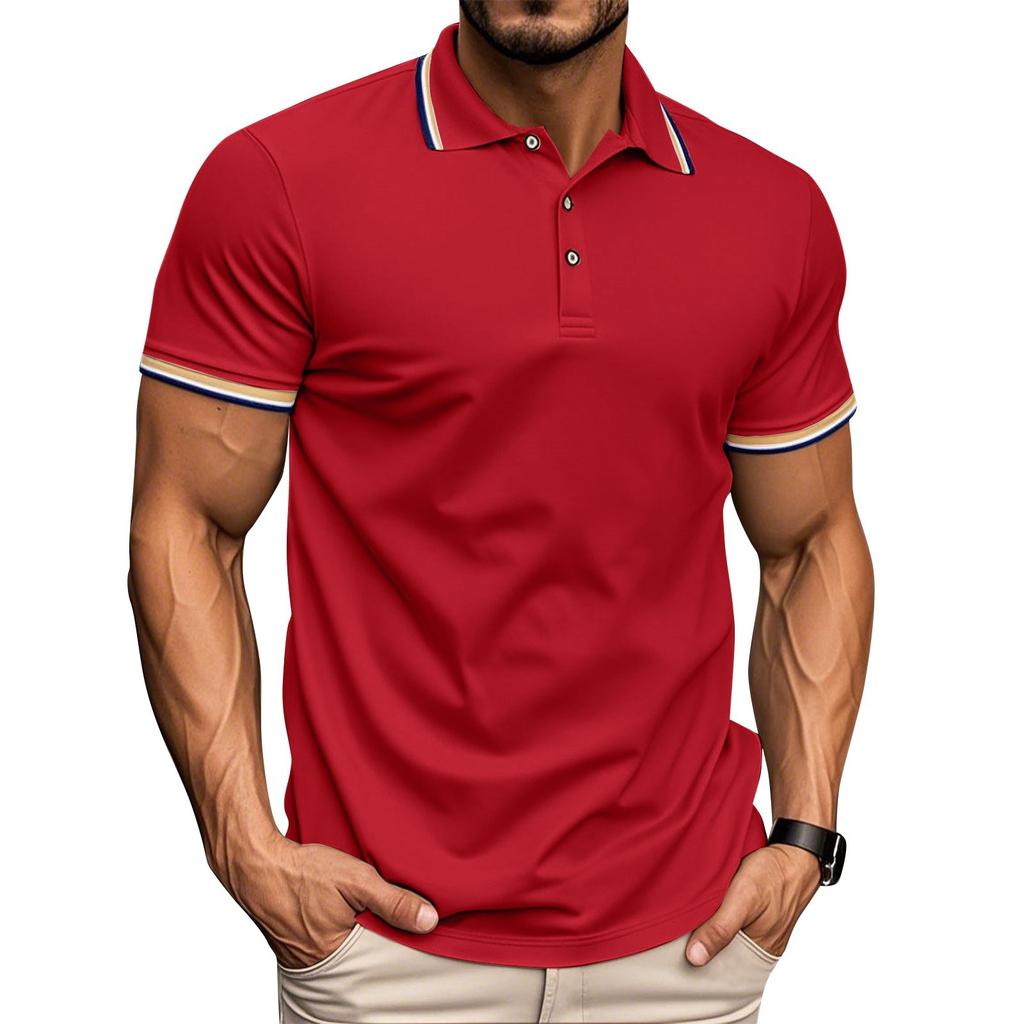Men's American Net Lapel Golf Short Sleeve T-shirt Quick Drying  Shirt