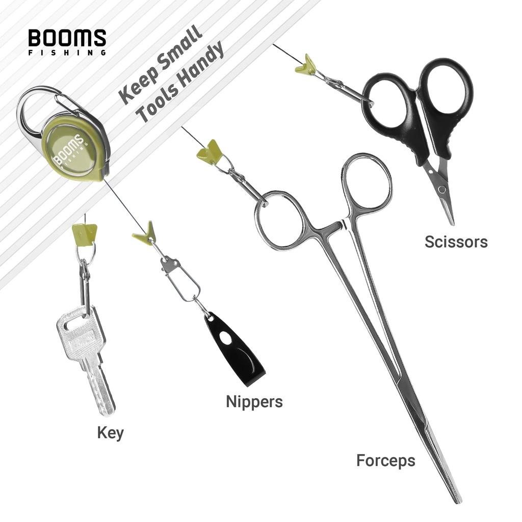 Booms Fishing RG1 Carabiner Pin-On Reel, Key Reel, Green, 3-Piece Set