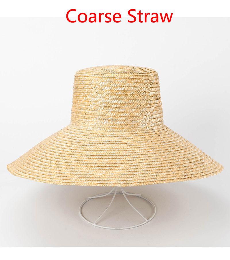 New Spring Summer Flat Top Wide Eaves Fine Natural Straw Outdoor Travel Sunscreen Sunshade Beach Catwalk Custom Sun Hat Strohhut