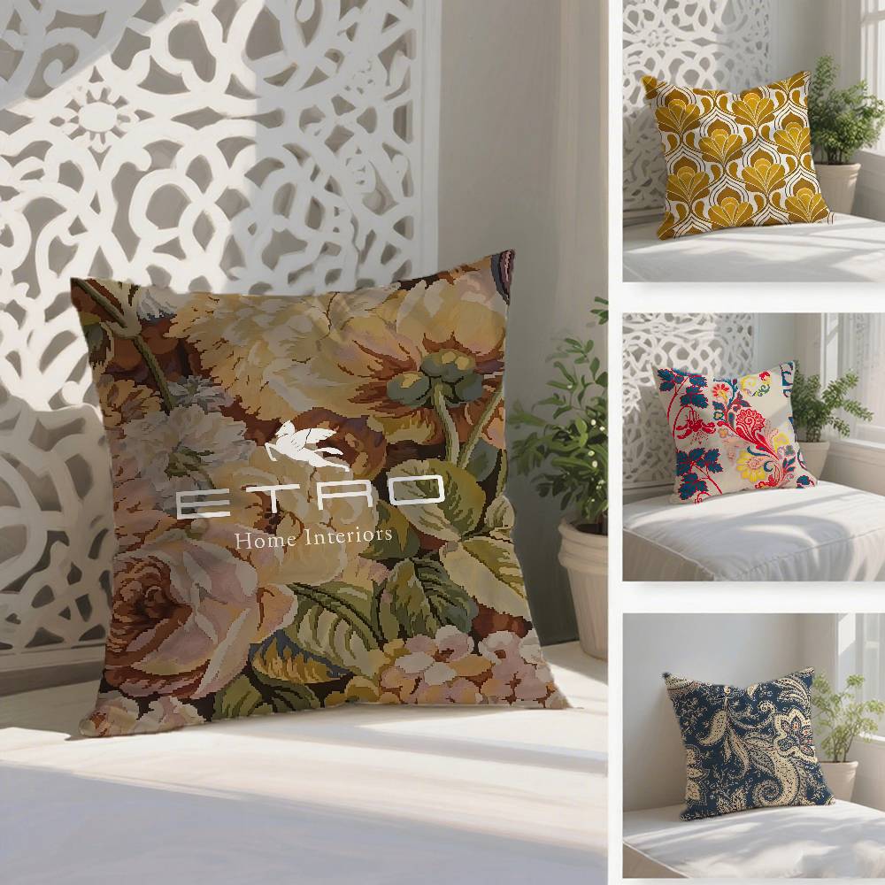 Wzór kwiatowy z orzecha nerkowca Naturalne Etro-A Antyroztoczowy poszewka na poduszkę Niewidoczny zamek Jedwabisty krótki plusz Pokrowiec na poduszkę sofy