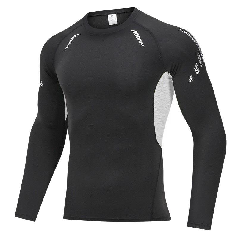 Cross-border PRO Men's Quick-Dry Sports Tights: High Elastic, Sweat-Absorbent, Long-Sleeved Fitness & Cycling Shirt