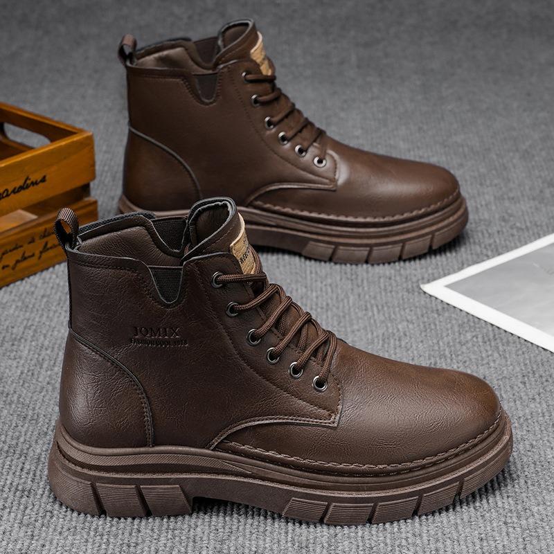 Tide Martin boots men's autumn high-top men's casual leather shoes non-slip and wear-resistant tooling boots short boots