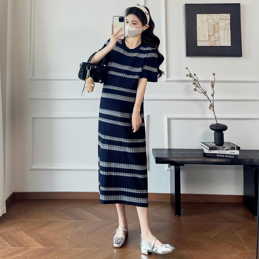 Summer 2026 Striped Knit Maternity Dress: Stylish, Versatile, Trendy Nursing Wear for Moms