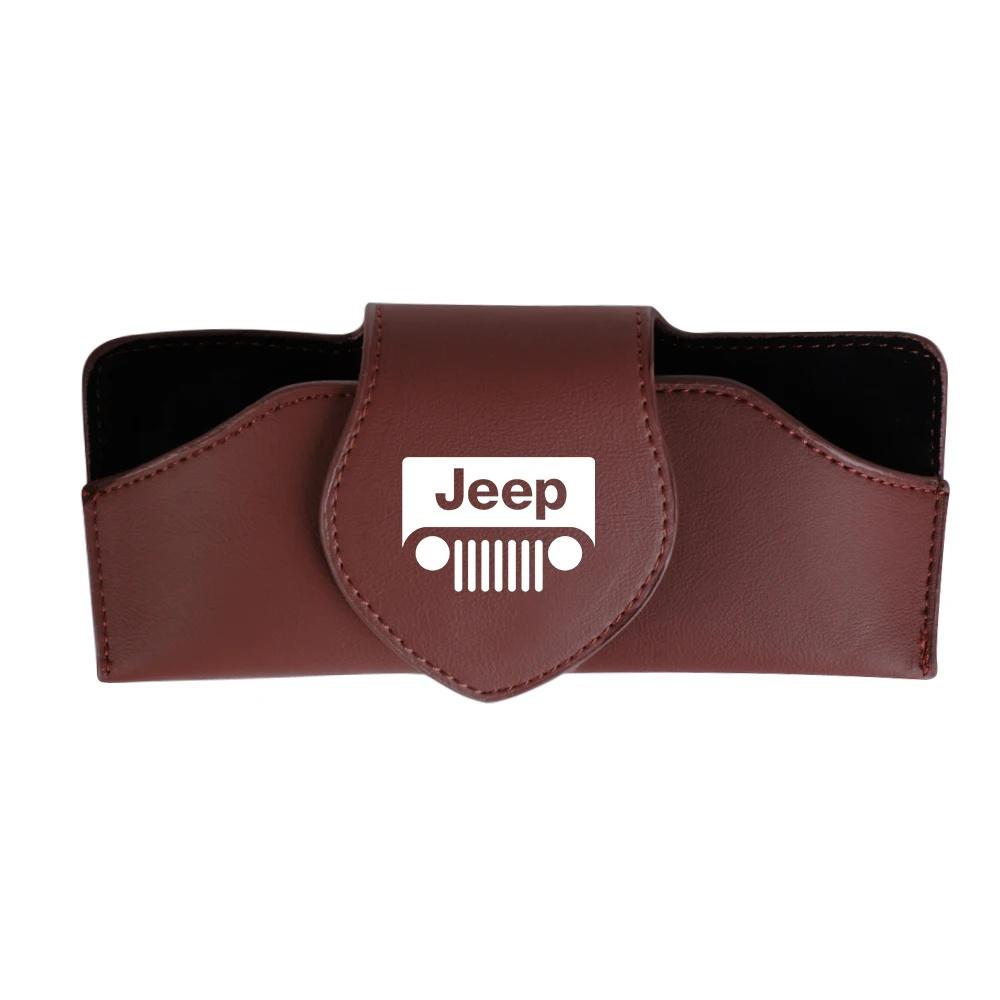 Protective Leather Car Sun Visor Sunglasses Case for Jeep Renegade Wrangler JK JL All Models Eyeglasses Holder Auto Accessories AMN1