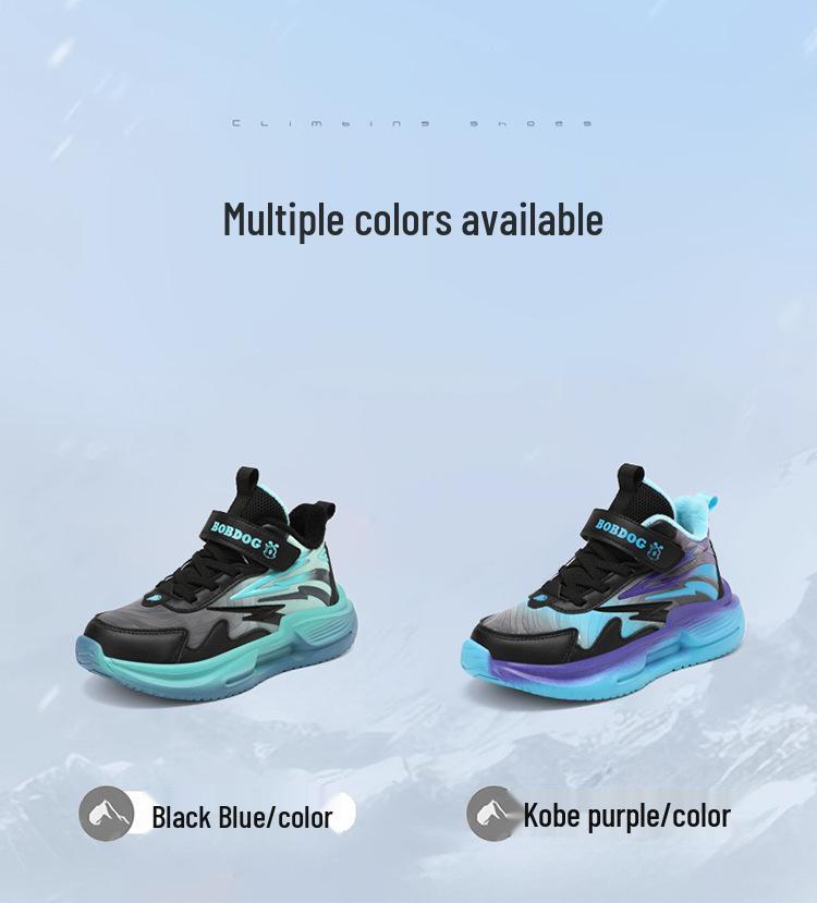 Babudou Boys' Winter Velvet-Lined Waterproof Running Shoes - Lightweight, Non-Slip, Warm Two-Layer Cotton Design.