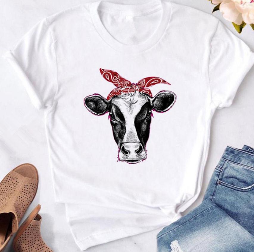Buy Wearing Headband Bull Print T Shirt 