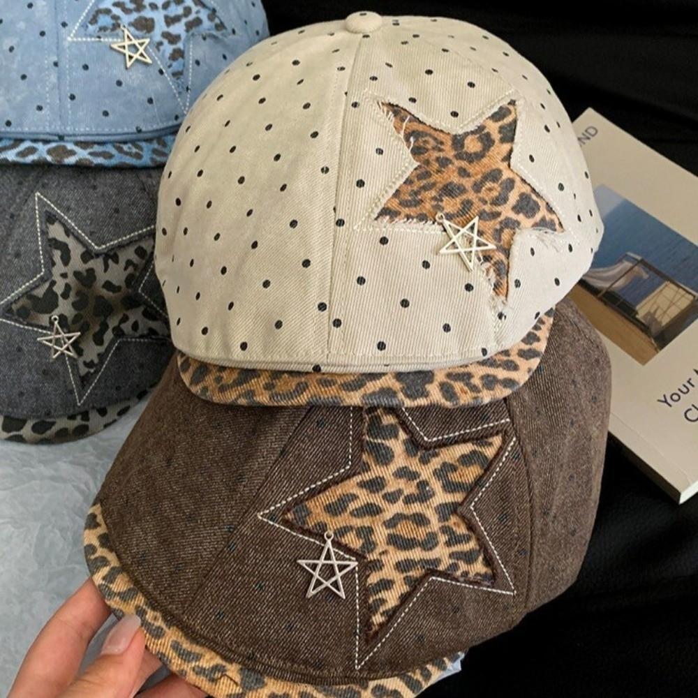 Adjustable Newsboy Forward Cap Polka Dot Soft Baseball Hat Fashion Leopard Print Beret  Party