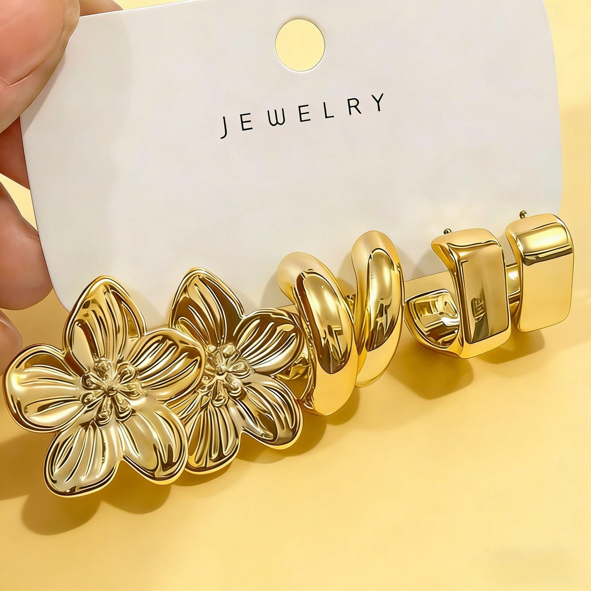Hot Selling Jewelry Resin Geometric Earrings Set Flower Love Water Drop Earrings Ear Jewelry