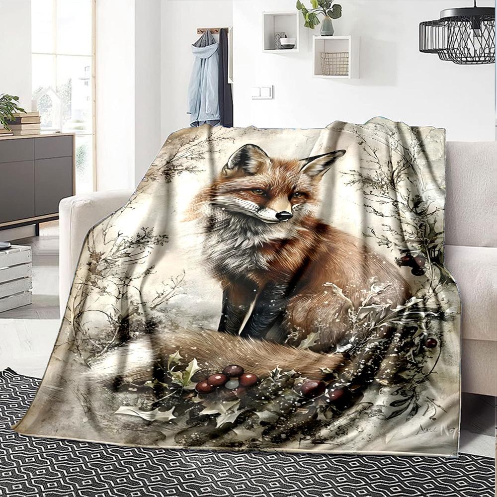 1pc Fox Name blanket Lightweight Flannel Throw for Sofa Bed Travel Camping Livingroom Office Couch Chair