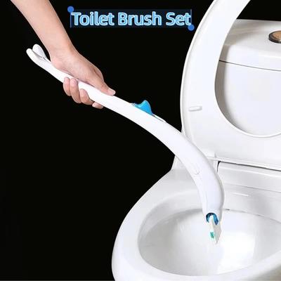 Disposable Heads Toilet Brush Set Plastic Water Soluble Toilet Brush Holder No Blind Spots Hygienic Toilet Cleaning Brush Hotel