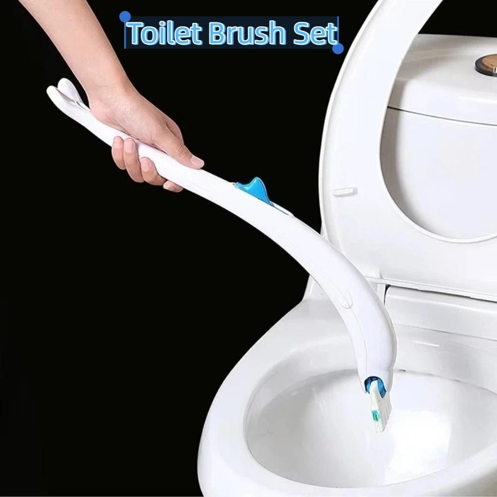 Disposable Heads Toilet Brush Set Plastic Water Soluble Toilet Brush Holder No Blind Spots Hygienic Toilet Cleaning Brush Hotel