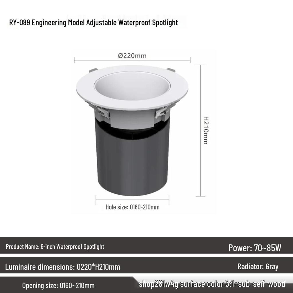 IP65 Waterproof Commercial Ceiling Spotlight for Hotels and Plazas