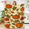 280Gsm Autumn Pumpkin And Leaves Print Fleece Blanket, Warm Soft Throw with Orange Pumpkins And Fall Foliage Pattern for Couch Bed Sofa Living Room De