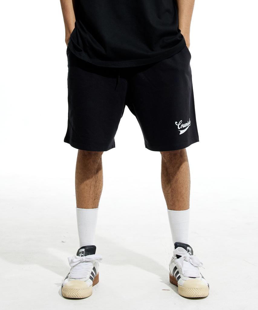 CREAM SODA LAB Lab Authentic Logo Training Shorts Black White