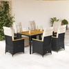 VidaXL Garden Bistro Set 7 Pcs Cushions Black Poly Rattan, Garden Bistro Set, Balcony Set 3276962