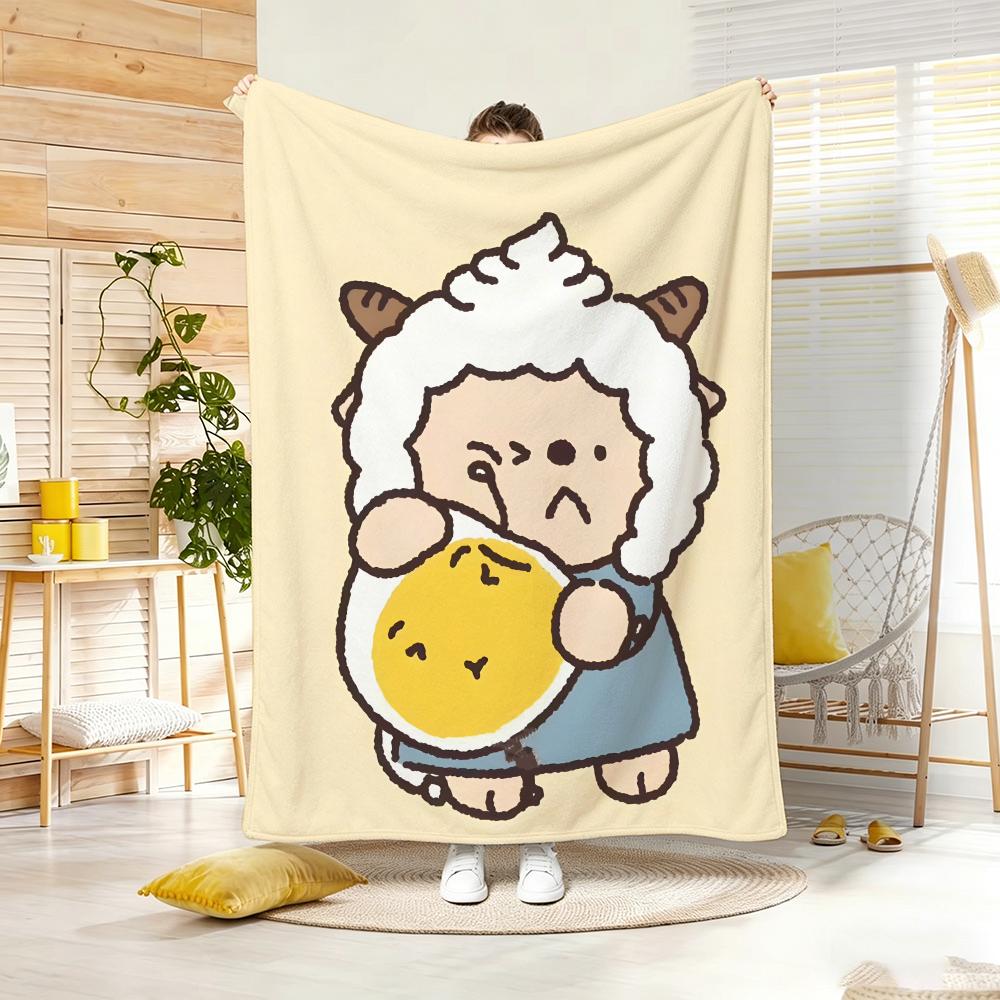 Artistic Pattern C-CuteS SheepS Throw Lightweight 240g Flannel Blanket Soft Skin-friendly for Summer Cooling