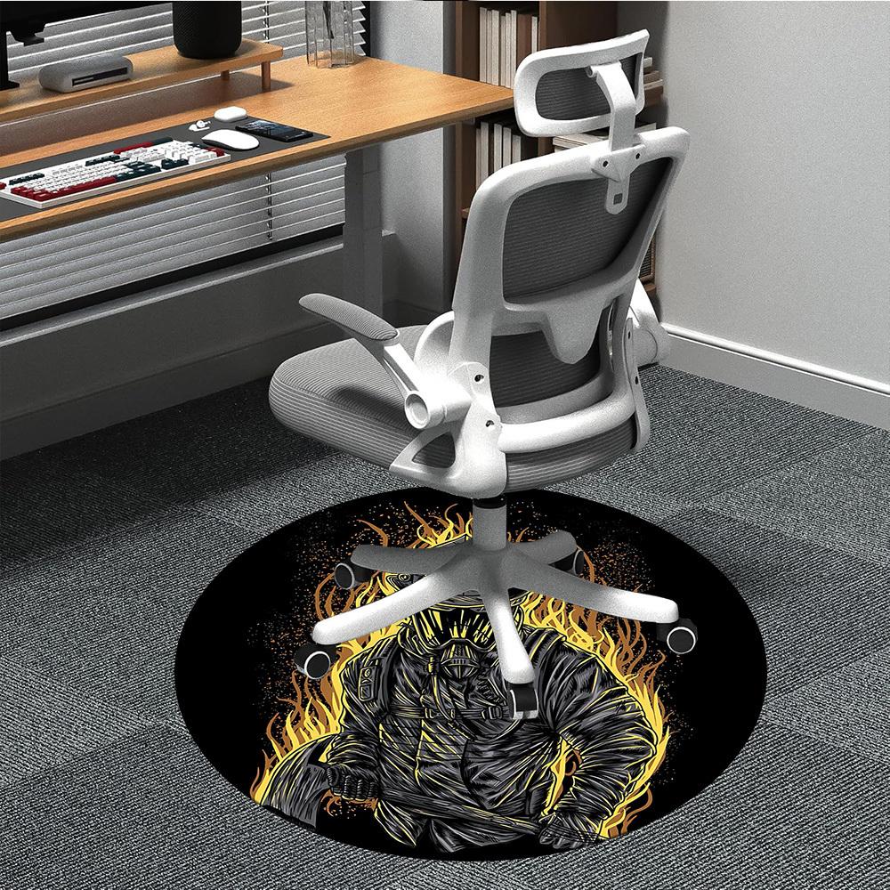 

1pc Firefighter Flames Office Round Area Rug, Indoor Mat Suitable ForOffice, Under Office Chairs Bedroom Living Room Home Decor T179 80cm by 80cm
