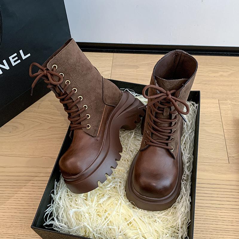 European thick-soled Martin boots women's 2025 new spring and autumn British style retro casual short locomotive boots versatile single boots