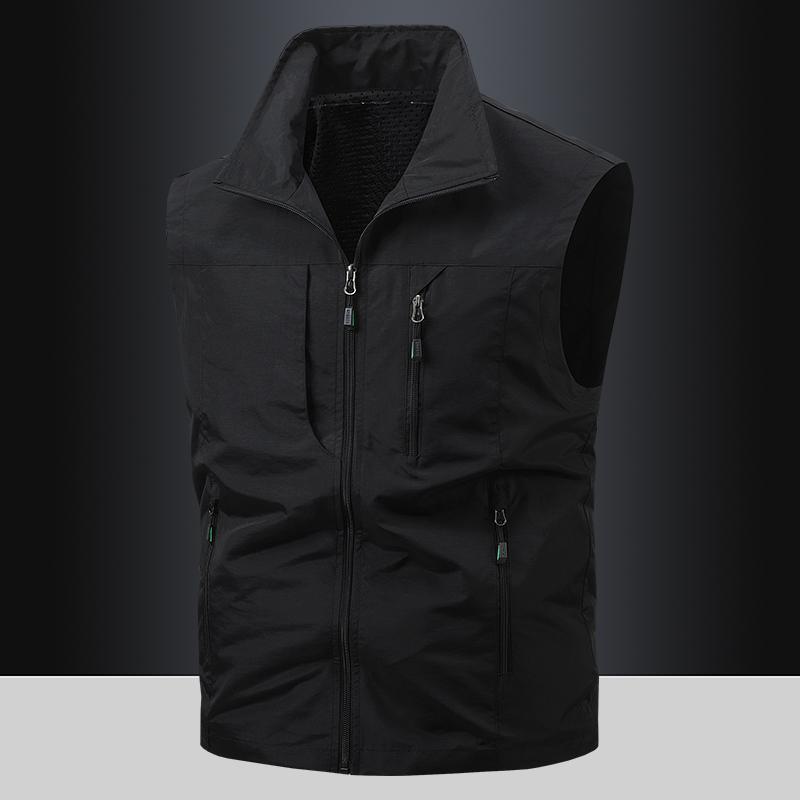 Stand Collar Vest Workwear Multi-pocket Vest Men's Vest Sleeveless