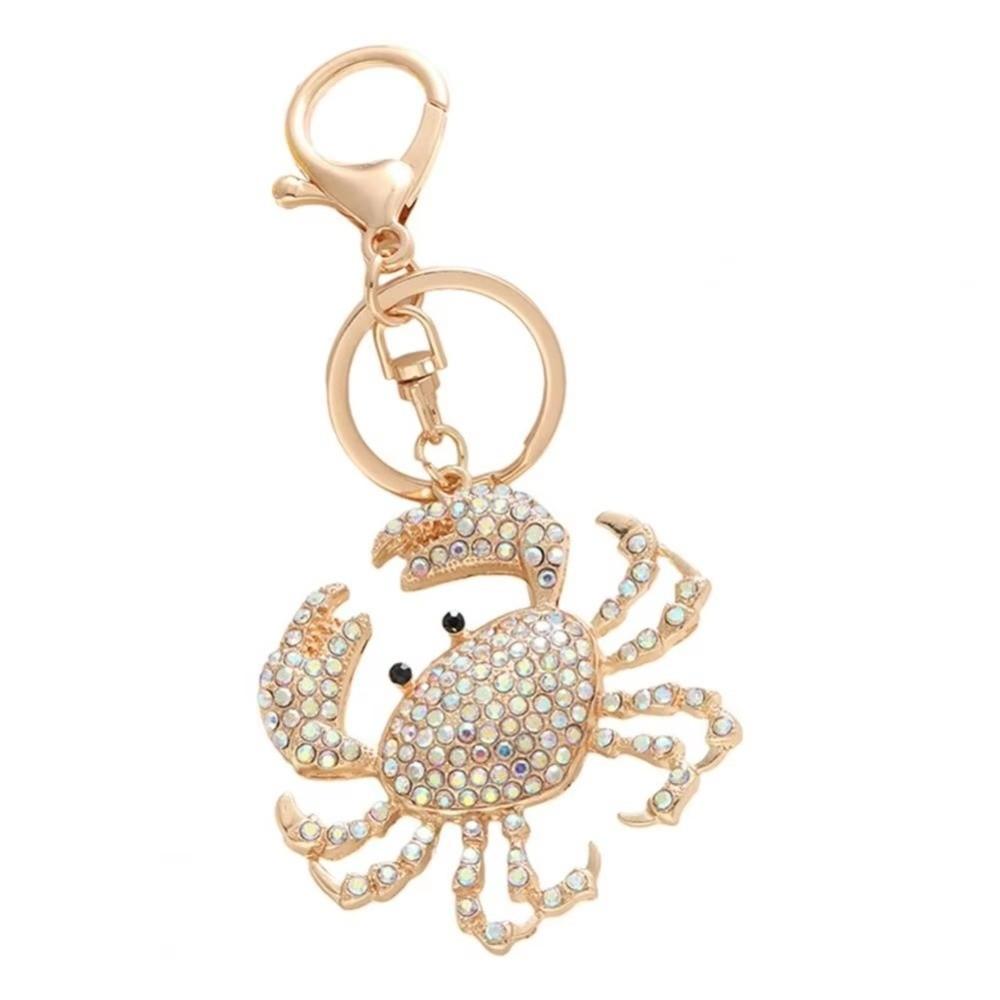 Porte-clés Charme Crabe Strass Scintillants Accessoires Bricolage Porte-clés Crabe Cristal Porte-clés Crabe Sac