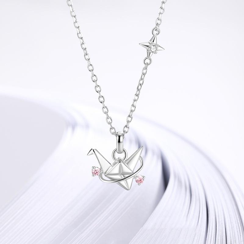 Star Light Paper Crane Necklace And Bracelet Set Delicate Romantic Unique Design Autumn Winter Best Friend Birthday Gift