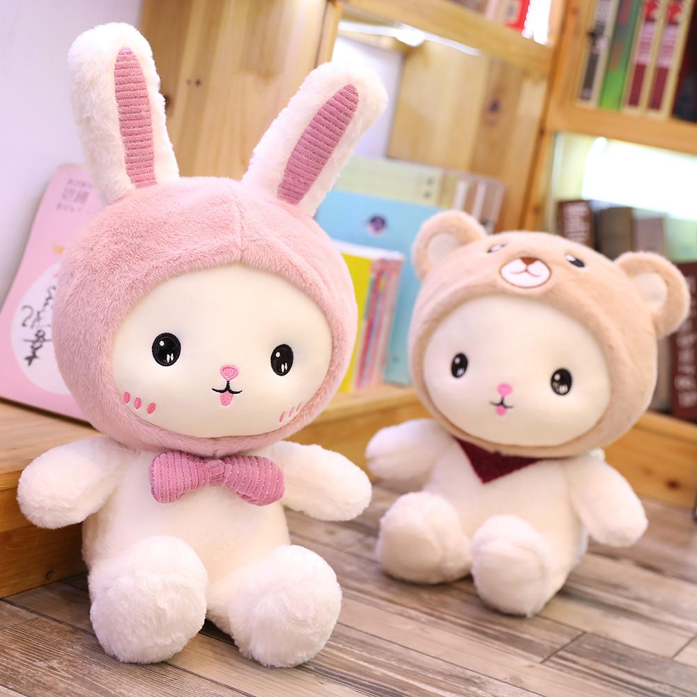 25-60cm Super Cute And Charming Rabbit Plush Playthings Adorable Dinosaur Bear Stuffed Gentle Accompany Pillow Children Birth Date Present Dolls