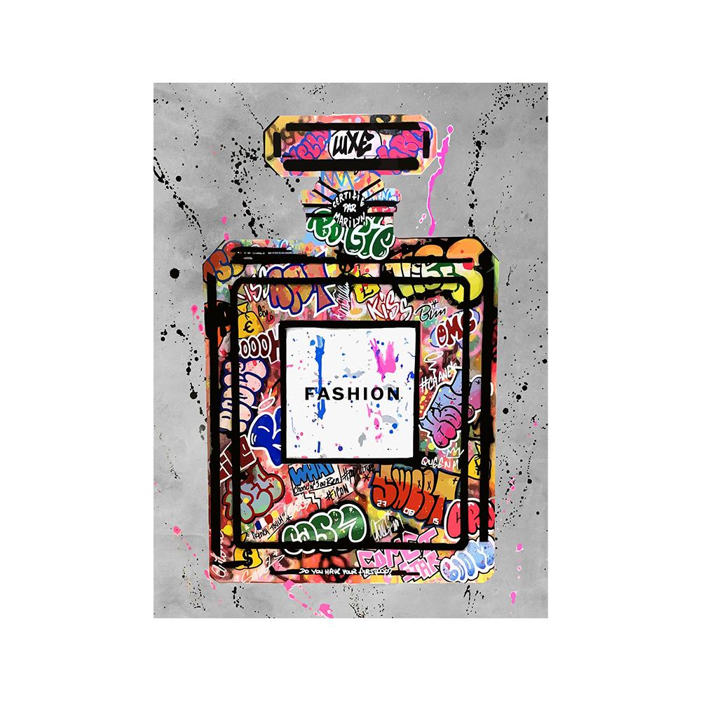 Modern Pop Posters Abstract Graffiti Perfume Bottle Wall Arts, NO.5 Perfume Street Art Deco Painting Room Wall Decor, No Frame