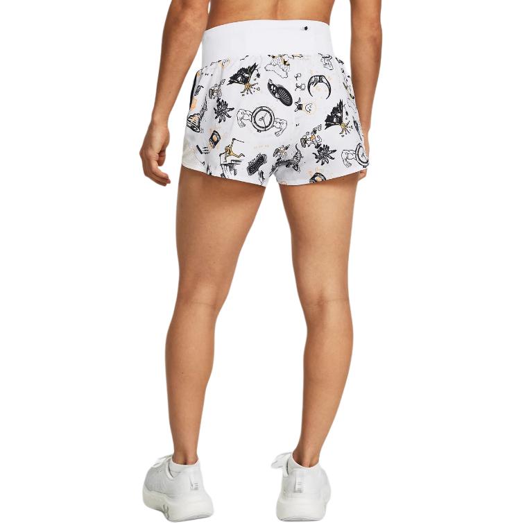 Under Armour Logotipo Reflectante Estampado Completo Elástico Cómodos Shorts Casuales Shorts de Mujer Blanco 1382966-100