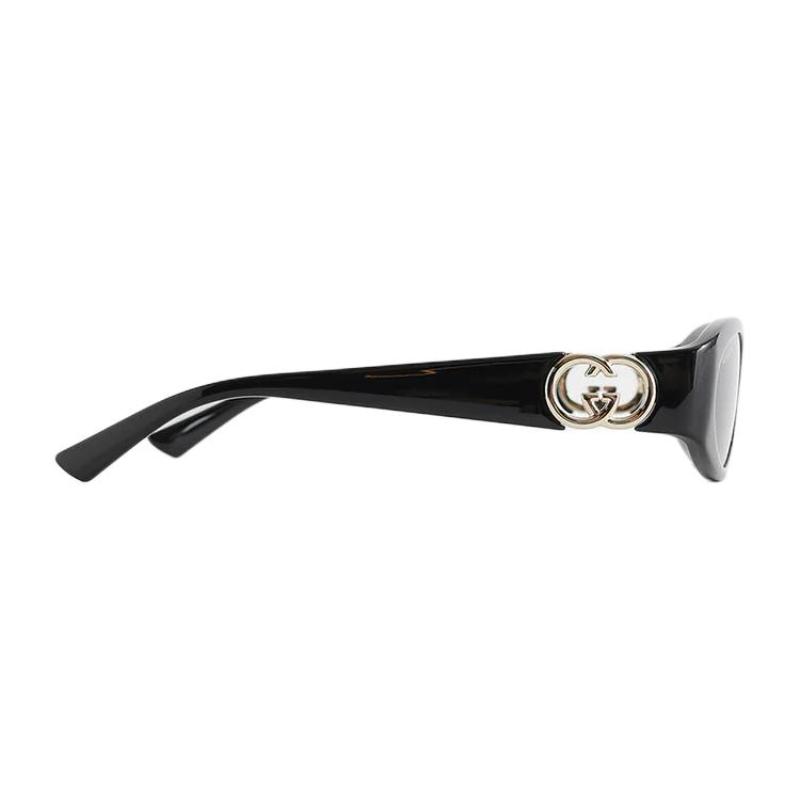 GUCCI Logo Plastic Oval Sunglasses Unisex Couple Black