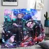 1Pc Demon Slayer Anime Print Flannel Blanket High Quality Warm Comfortable Cover for All Seasons Perfect for Gifts Home Decor