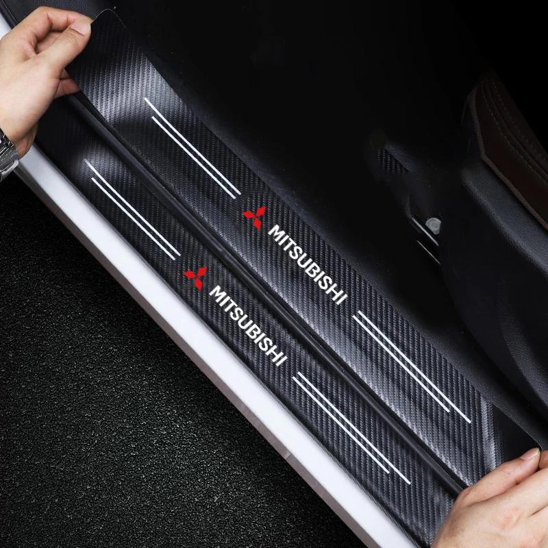 Car Door Carbon Fiber Sill Protector Sticker For Mitsubishi Eclipse Outlander Pajero ASX Colt I200 Space Triton Ralliart Ex Star