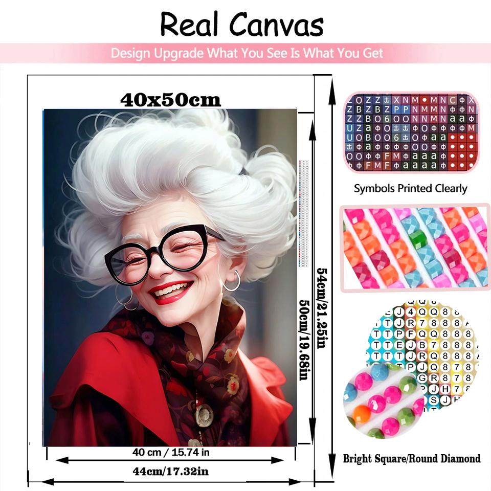 Cartoon Diamond Painting Cross Embroidery Colorful Painting Happy Grandma 5D DIY Diamond Embroidery Home Decoration