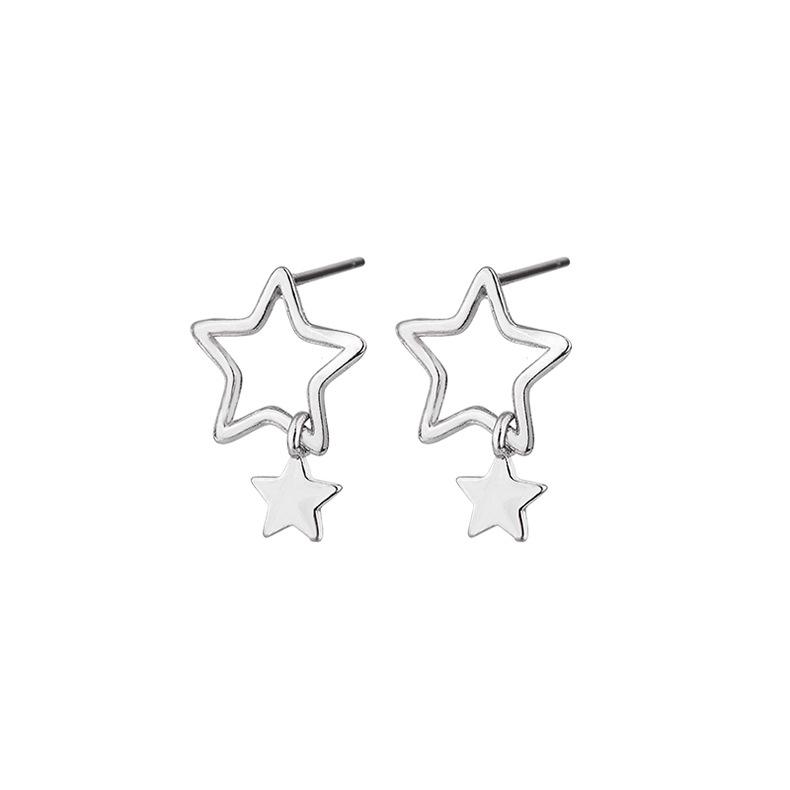 Minimalist Hollow Star Stud Earrings Versatile Mori Artistic Women Jewelry Elegant Daily Wear Accessories
