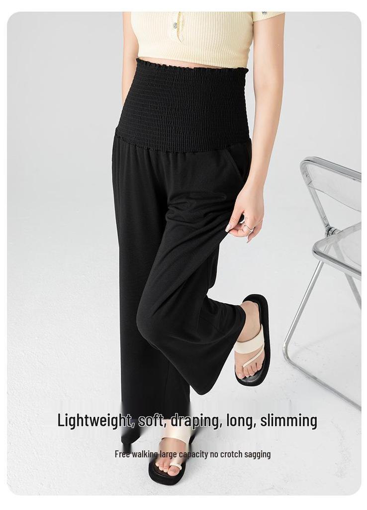 2026 New Wide-Leg Maternity Pants: Spring/Summer Lightweight, Non-Constricting, Nine-Tenth Length