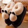 Women Warm Indoor House Slippers with Fluffy Ears & Pom Poms, Matching Couple Family Slides for Autumn Winter